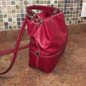 Red bucket bag